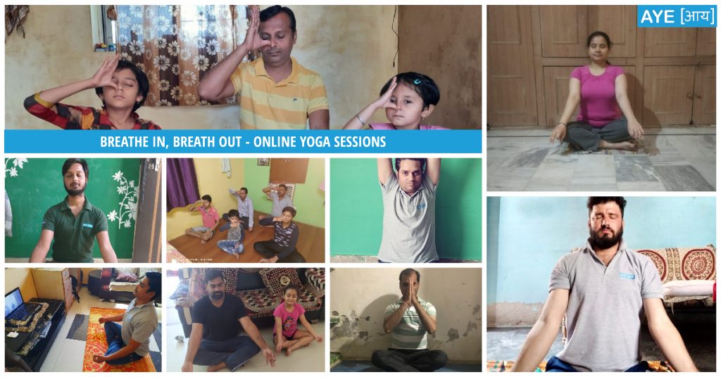 Yoga session collage